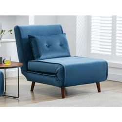 Fauteuil convertible en velours bleu nuit URIBIA