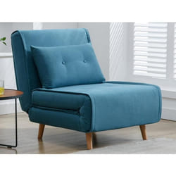Fauteuil convertible en tissu bleu URIBIA