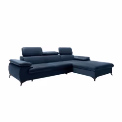 Canapé dangle droit convertible en velours bleu nuit SAMARA de Pascal Morabito