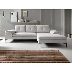 Canapé dangle droit convertible en tissu bouclette blanc JOLESA