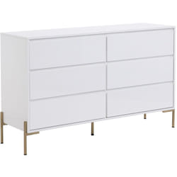 Commode 6 tiroirs - mdf et métal - Blanc laqué et doré - korasa de Pascal Morabito