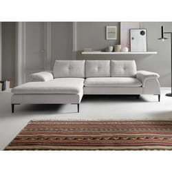 Canapé dangle gauche convertible en tissu bouclette blanc JOLESA
