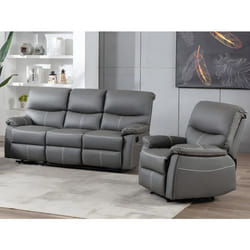 Canapé 3 places et un fauteuil relax en simili gris CANBY