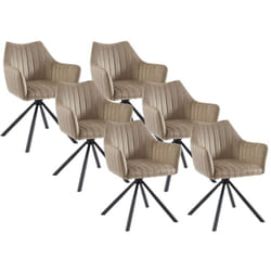 Lot de 6 chaises avec accoudoirs en velours et métal - Beige - IZIALI de Pascal MORABITO