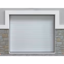 Porte de garage sectionnelle effet rainuré blanc avec moteur Somfy L254 x H218 cm - NORIA