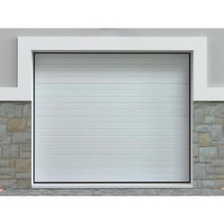 Porte de garage sectionnelle effet rainuré blanc avec moteur Somfy L254 x H218 cm - NORIA