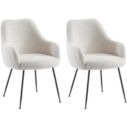 Lot de 2 chaises avec accoudoirs en tissu bouclette et métal - Blanc - toyba de Pascal Morabito