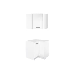 Caissons dangle de cuisine - 1 meuble bas & 1 meuble haut - 2 portes - Blanc brillant - TRATTORIA