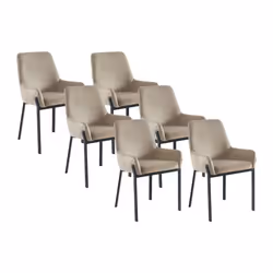 Lot de 6 chaises avec accoudoirs en velours et métal - Beige - CAROLONA de Pascal MORABITO
