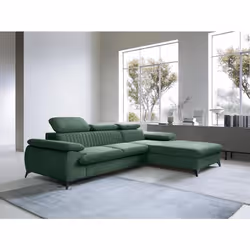 Canapé dangle droit convertible en velours vert SAMARA de Pascal Morabito