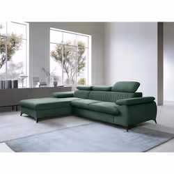 Canapé dangle gauche convertible en velours vert SAMARA de Pascal Morabito