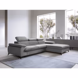 Canapé dangle droit convertible en velours gris clair SAMARA de Pascal Morabito