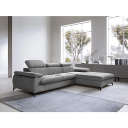 Canapé dangle droit convertible en velours gris clair SAMARA de Pascal Morabito
