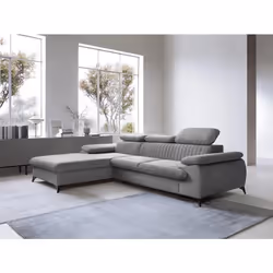 Canapé dangle gauche convertible en velours gris clair SAMARA de Pascal Morabito