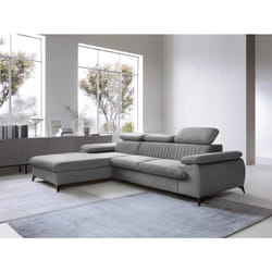 Canapé dangle gauche convertible en velours gris clair SAMARA de Pascal Morabito