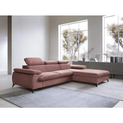 Canapé dangle droit convertible en velours rose SAMARA de Pascal Morabito