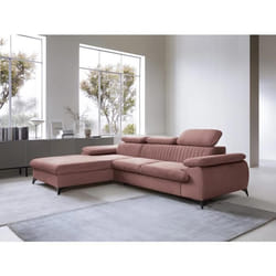 Canapé dangle gauche convertible en velours rose SAMARA de Pascal Morabito
