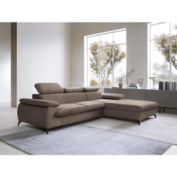 Canapé dangle droit convertible en velours taupe SAMARA de Pascal Morabito