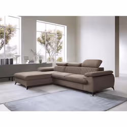 Canapé dangle gauche convertible en velours taupe SAMARA de Pascal Morabito