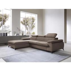 Canapé dangle gauche convertible en velours taupe SAMARA de Pascal Morabito