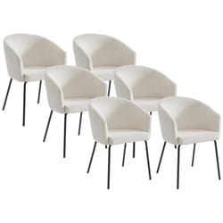 Lot de 6 chaises avec accoudoirs en velours côtelé et métal - Crème - moroni de Pascal Morabito