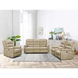 Canapés 3 places 2 places et un fauteuil relax électrique en tissu taupe NEVERS