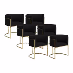 Lot de 6 chaises avec accoudoirs - Velours et acier inoxydable - Noir et doré - PERIA de Pascal MORABITO
