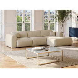 Grand canapé dangle droit en velours côtelé fines côtes beige POGNI de Maison Céphy