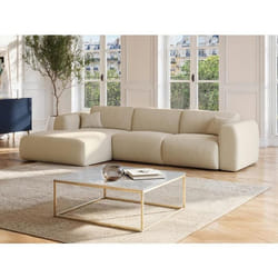 Grand canapé dangle gauche en velours côtelé fines côtes beige POGNI de Maison Céphy