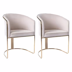 Lot de 2 chaises avec accoudoirs en velours et métal - Crème et doré - JOSETHE de Pascal MORABITO