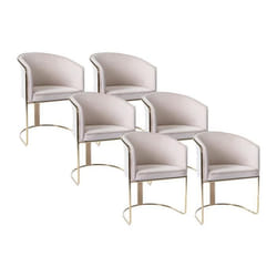 Lot de 6 chaises avec accoudoirs en velours et métal - Crème et doré - JOSETHE de Pascal MORABITO