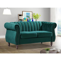 Canapé chesterfield 2 places en velours vert émeraude TRUMBO