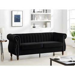 Canapé chesterfield 3 places en velours noir TRUMBO