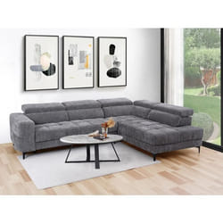 Canapé dangle droit relax avec assise coulissante électrique en tissu anthracite MONISO