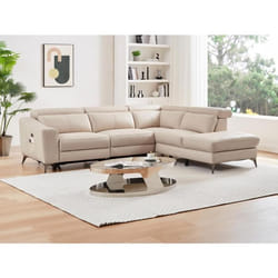 Canapé dangle droit relax électrique en cuir crème FORLO