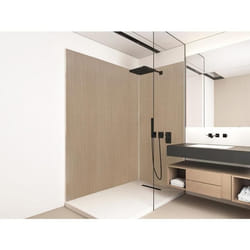 Lot de 2 panneaux muraux de douche effet bois en aluminium avec profilés - L90 x L120 x H210 cm - ENEKO