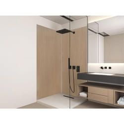 Lot de 2 panneaux muraux de douche effet bois en aluminium avec profilés - 2 x L90 x H210 cm ENEKO
