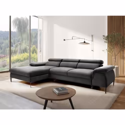 Canapé dangle gauche convertible en velours gris anthracite SEPINA de Pascal Morabito