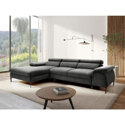 Canapé dangle gauche convertible en velours gris anthracite SEPINA de Pascal Morabito