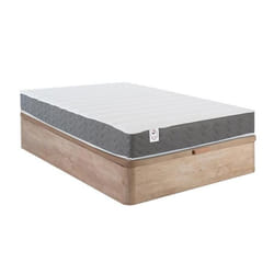 Ensemble 160 x 200 cm sommier coffre naturel clair + matelas mousse HD mémoire de forme et tissu 3D respirant ép.18cm - HEAVEN de