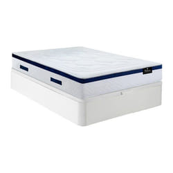 Vente-unique - Ensemble 160 X 200 Cm Sommier Coffre Blanc + Matelas Hybride Ressorts Ensachés Ép.30cm - Marquis De Palacio