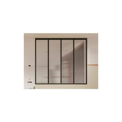 Verrière atelier en aluminium thermolaqué et verre trempé texturé 120x105 cm - Noir - VIETRA