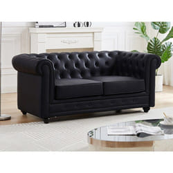 Vente-unique - Canapé 2 Places En Simili Noir Chesterfield
