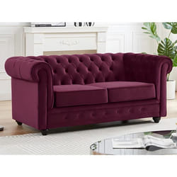 Canapé 2 places velours pourpre CHESTERFIELD