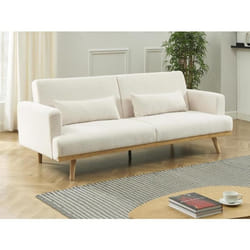 Canapé 3 places convertible clic-clac en tissu bouclette blanc ESME