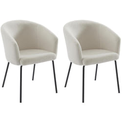 Lot de 2 chaises avec accoudoirs en tissu bouclette et métal - Crème - moroni de Pascal Morabito