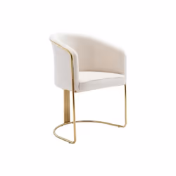Chaise avec accoudoirs en tissu bouclette et métal - Blanc et doré - JOSETHE de Pascal MORABITO