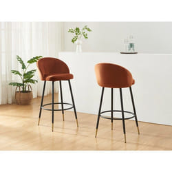 Lot De 2 Tabourets De Bar En Velours Et Métal - Terracotta - Eliram