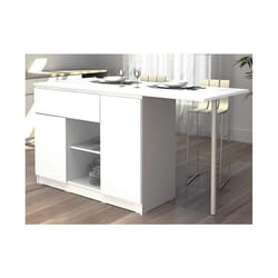 Ilot central de cuisine avec 2 portes 1 tiroir et 2 niches - Blanc - TUNORI