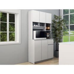 Buffet de cuisine avec 6 portes 1 tiroir et 5 niches - Blanc - NIZALI